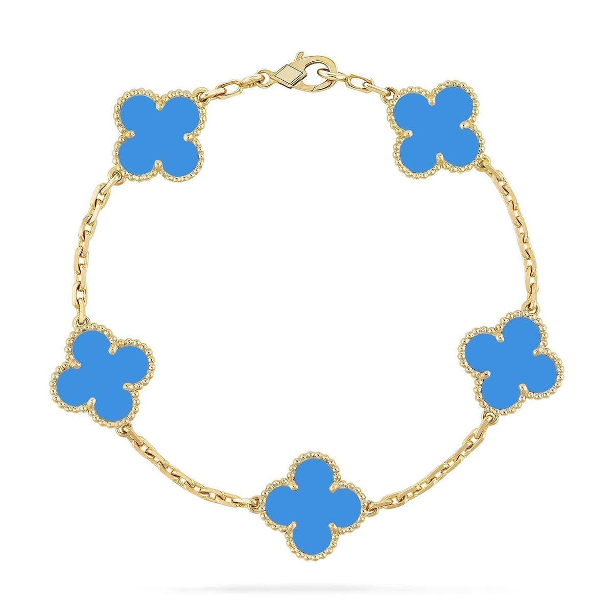 [Limara]LUCKY CLOVER 5-MOTIF BRACELET - BLUE AGATE COLLECTION