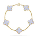 [Limara]LUCKY CLOVER 5-MOTIF BRACELET - PURPLE CHALCEDONY COLLECTION