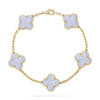 [Limara]LUCKY CLOVER 5-MOTIF BRACELET - PURPLE CHALCEDONY COLLECTION