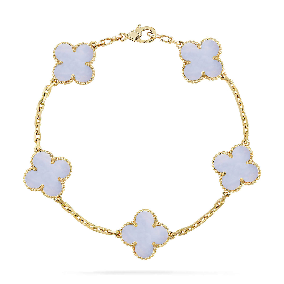 [Limara]LUCKY CLOVER 5-MOTIF BRACELET - PURPLE CHALCEDONY COLLECTION