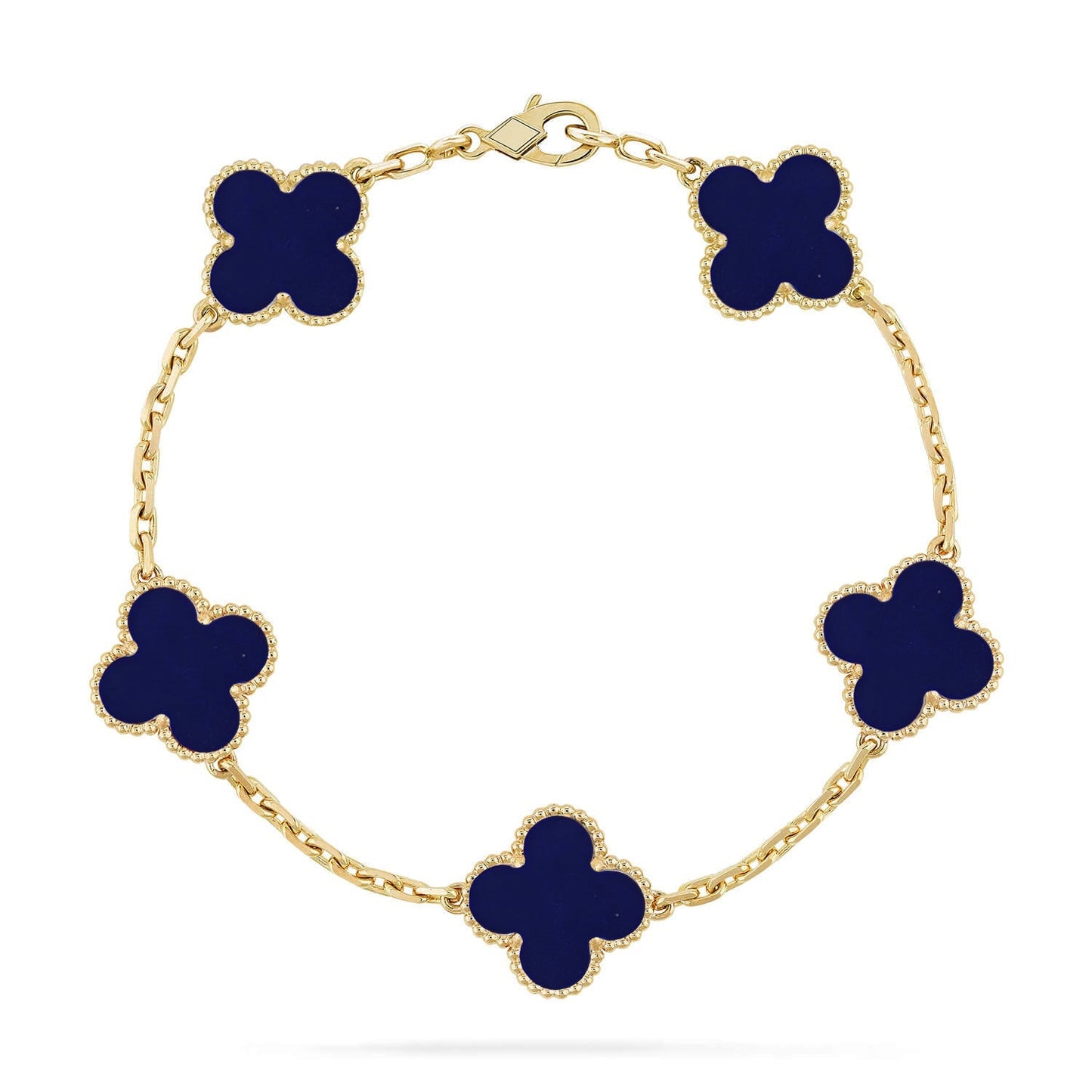 [Limara]LUCKY CLOVER 5-MOTIF BRACELET - LAPIS LAZULI COLLECTION