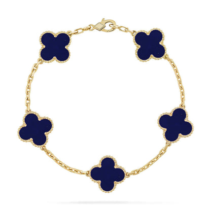 [Limara]LUCKY CLOVER 5-MOTIF BRACELET - LAPIS LAZULI COLLECTION