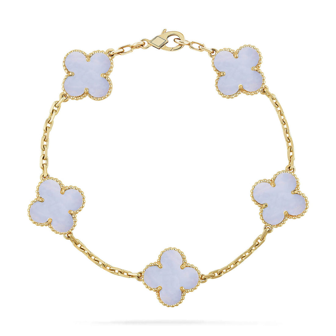 [Limara]  CLOVER 5 MOTIF PURPLE CHALCEDONY BRACELET COLLECTION