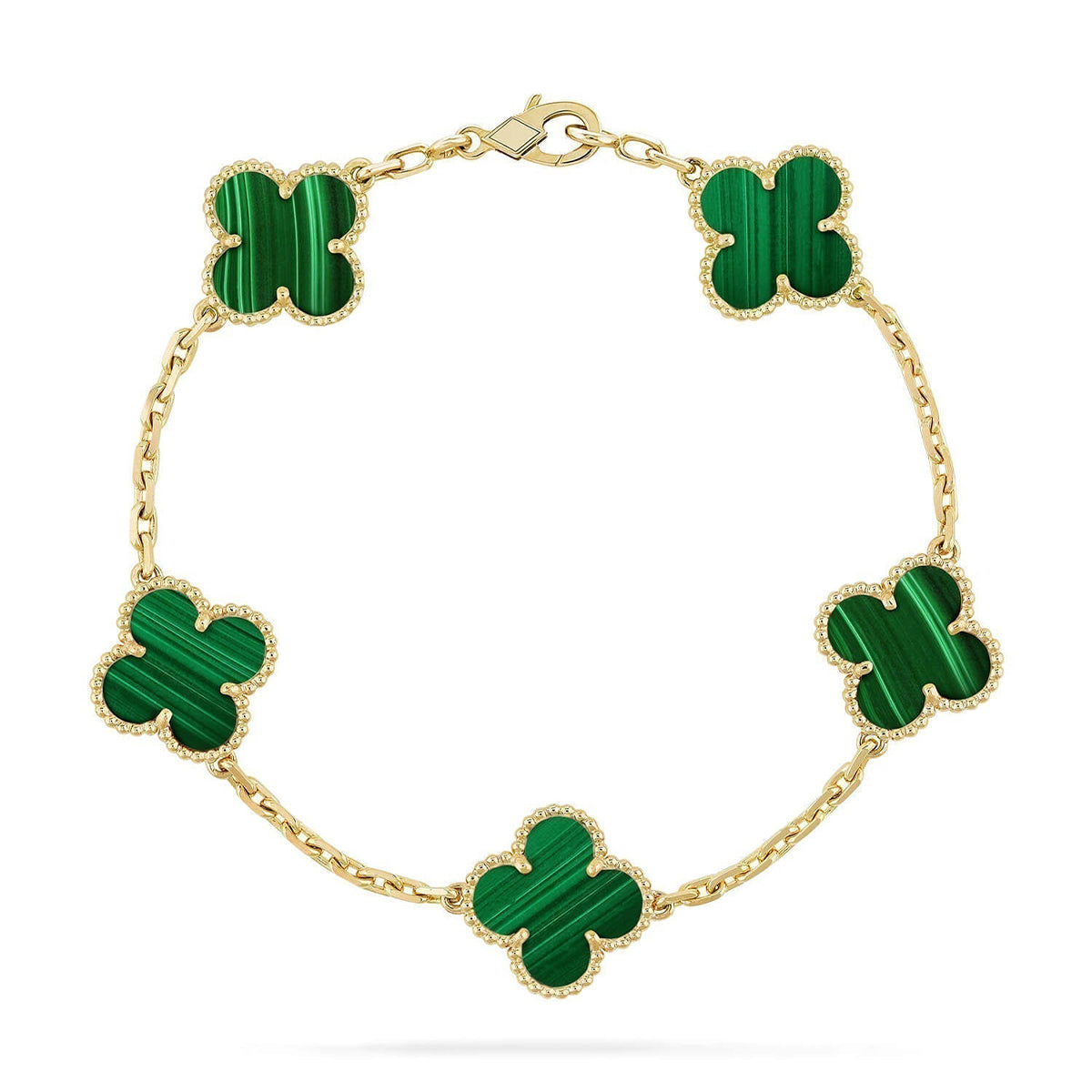 [Limara]LUCKY CLOVER 5-MOTIF BRACELET - MALACHITE COLLECTION