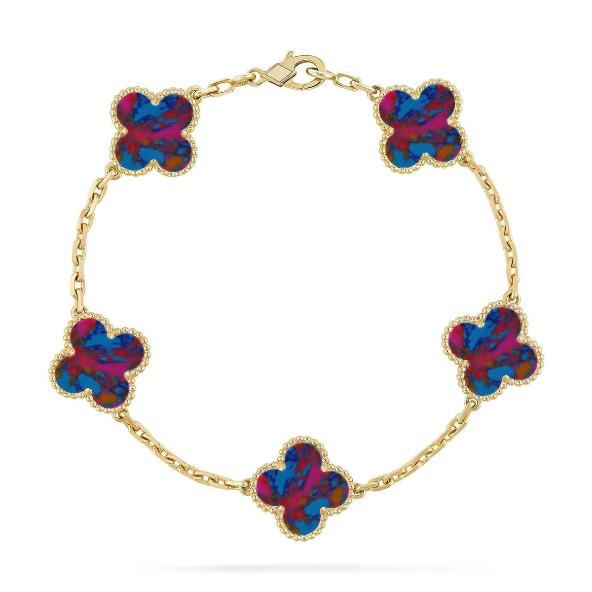 [Limara] CLOVER 5 MOTIF COLOR GEMSTONES BRACELET COLLECTION