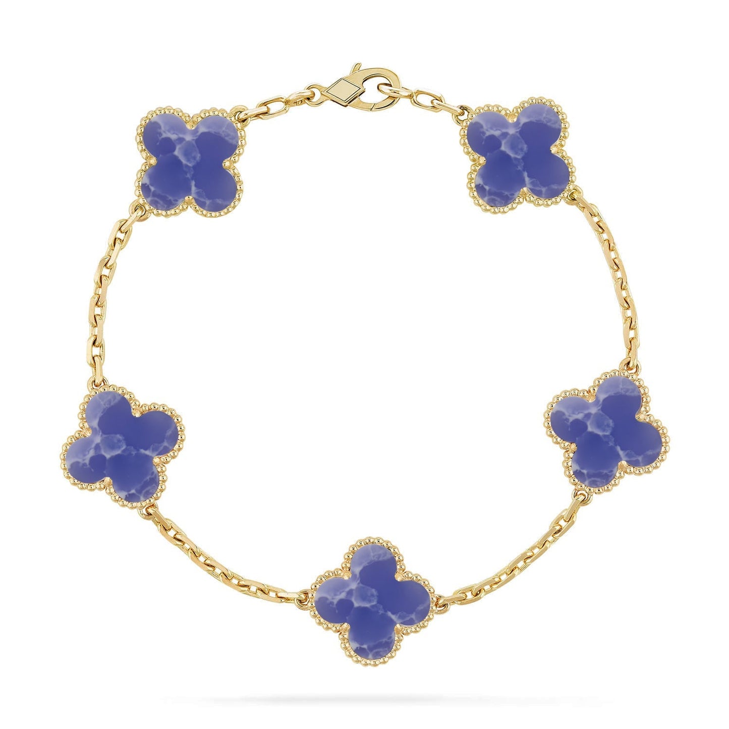[Limara]LUCKY CLOVER 5-MOTIF BRACELET - BLUE LARIMAR COLLECTION