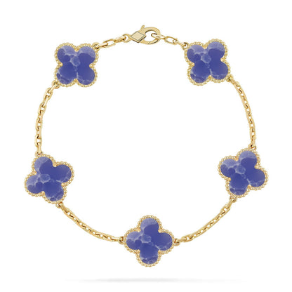 [Limara]LUCKY CLOVER 5-MOTIF BRACELET - BLUE LARIMAR COLLECTION