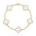 [Limara]LUCKY CLOVER 5-MOTIF-ARMBAND – WEISSES PERLMUTT-KOLLEKTION