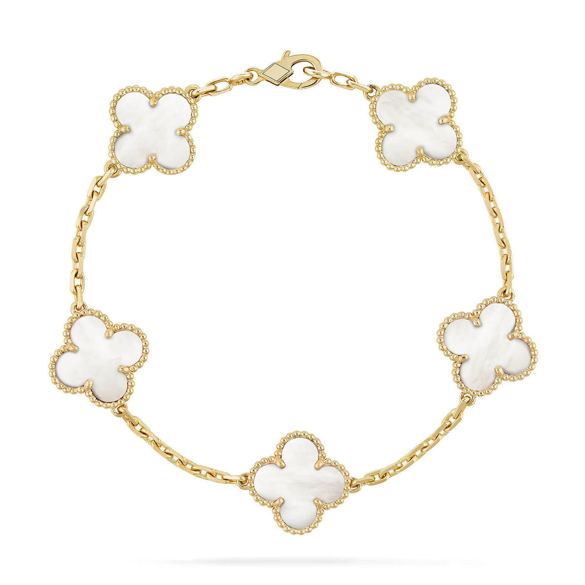 [Limara]LUCKY CLOVER 5-MOTIF BRACELET - WHITE MOTHER-OF-PEARL COLLECTION
