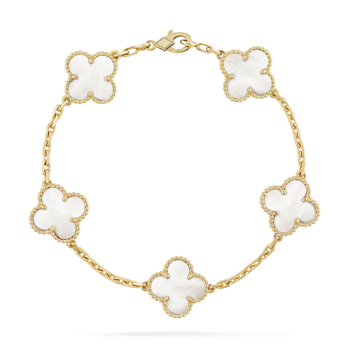[Limara]LUCKY CLOVER 5-MOTIF BRACELET - WHITE MOTHER-OF-PEARL COLLECTION