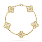 [Limara]LUCKY CLOVER 5-MOTIF BRACELET - FULL-DIAMOND