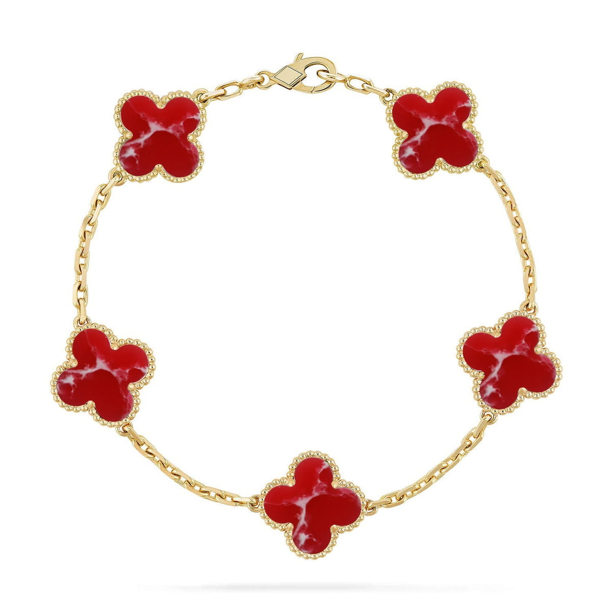 [Limara]LUCKY CLOVER 5-MOTIF BRACELET - RED LARIMAR COLLECTION