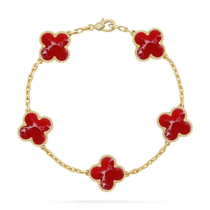[Limara]LUCKY CLOVER 5-MOTIF BRACELET - RED LARIMAR COLLECTION