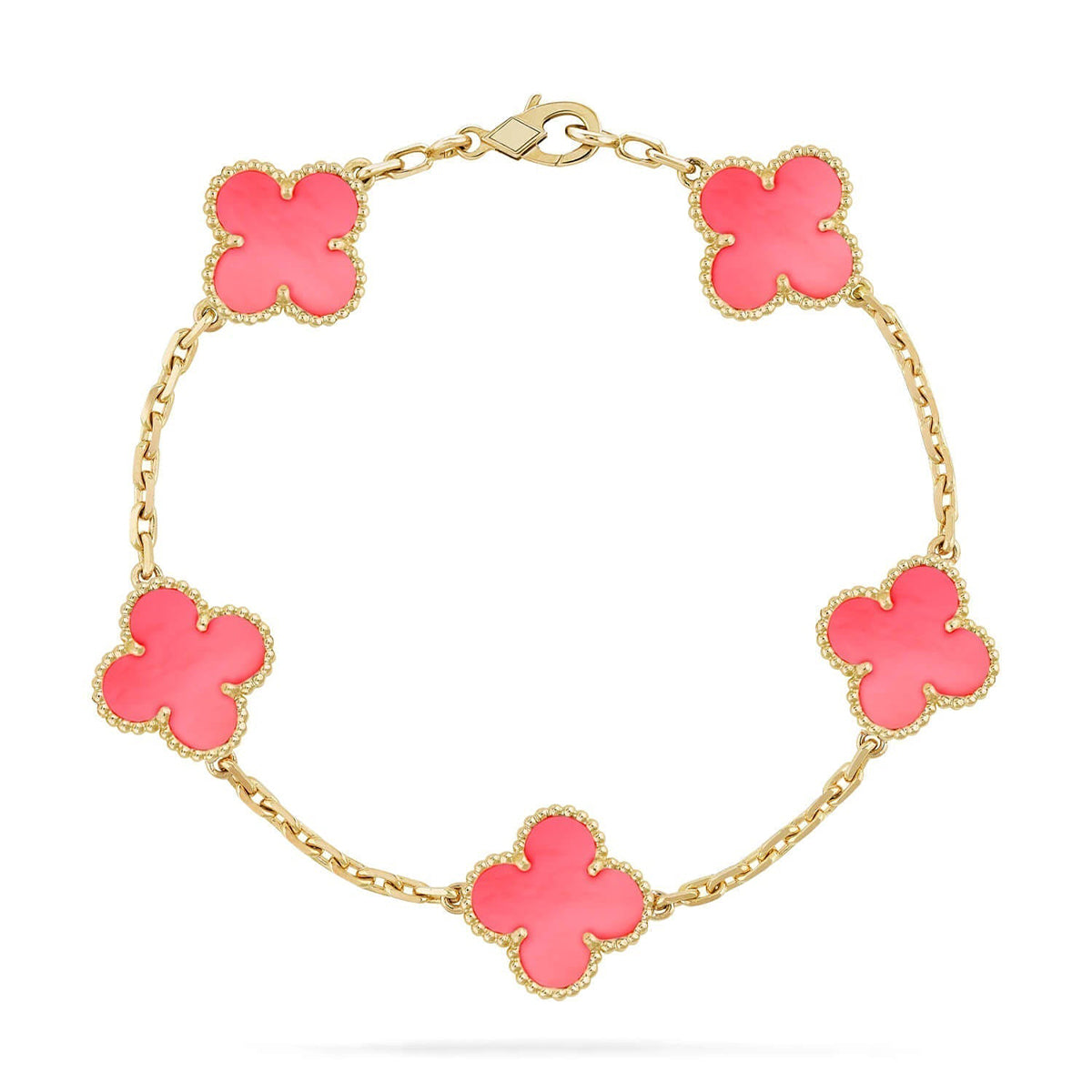 [Limara]LUCKY CLOVER 5-MOTIF BRACELET - PINK MOTHER-OF-PEARL COLLECTION