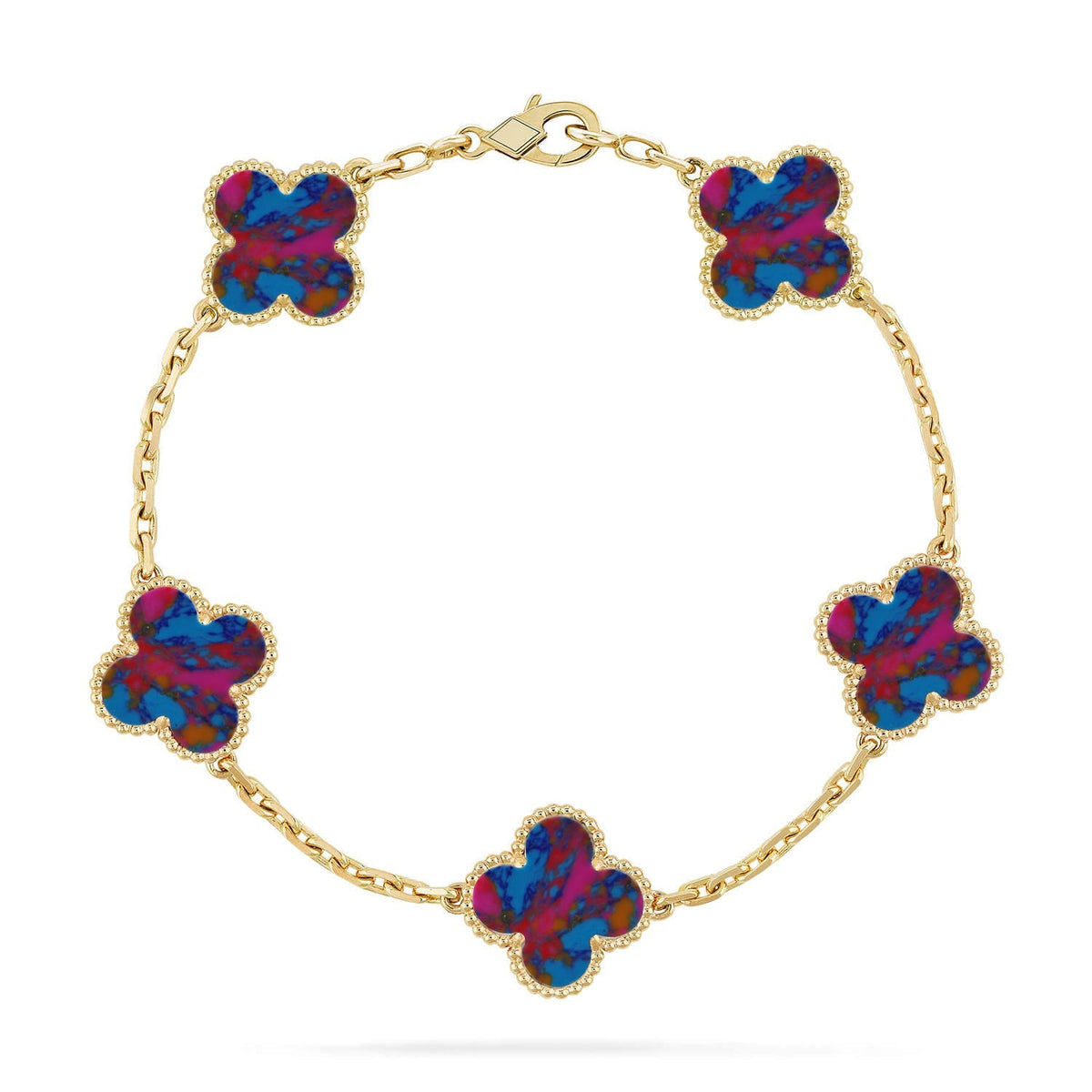 [Limara]LUCKY CLOVER 5-MOTIF BRACELET - MULTI-GEM COLLECTION