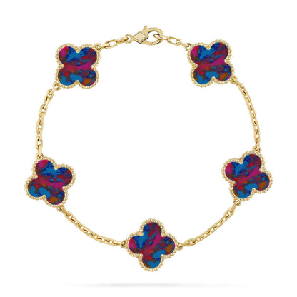 [Limara]LUCKY CLOVER 5-MOTIF BRACELET - MULTI-GEM COLLECTION