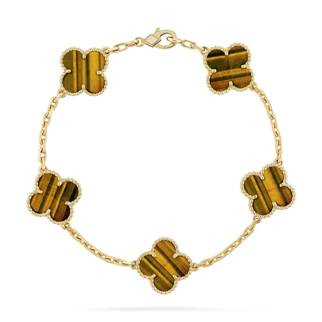 [Limara]  CLOVER 5 MOTIFS TIGER EYE BRACELET COLLECTION