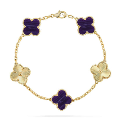 [Limara]LUCKY CLOVER 5-MOTIF BRACELET - CHAROITE COLLECTION