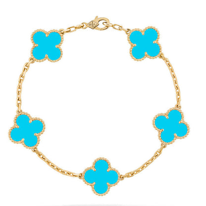 [Limara]LUCKY CLOVER 5-MOTIF BRACELET - TURQUOISE COLLECTION