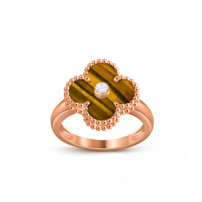 [Limara]LUCKY CLOVER DIAMOND-ACCENT ROSE GOLD RING COLLECTION
