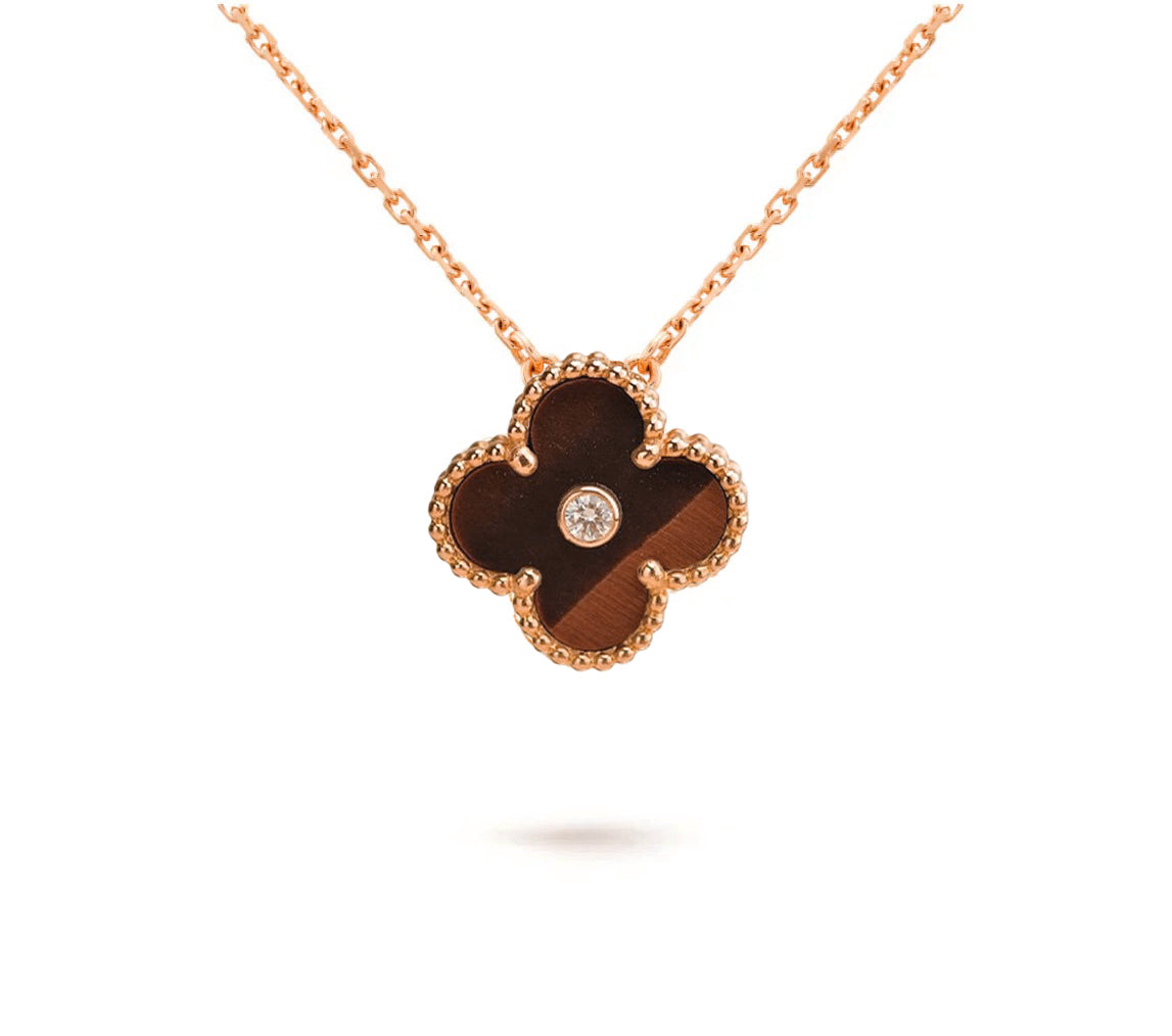 [Limara]15MM CLOVER FLOWER DIAMOND PENDANT NECKLACE COLLECTION