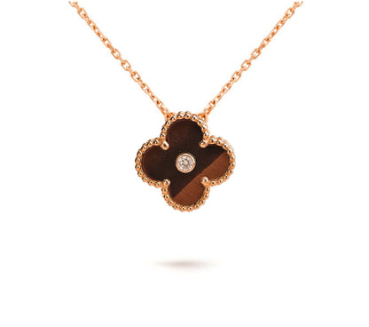 [Limara]15MM CLOVER FLOWER DIAMOND PENDANT NECKLACE COLLECTION