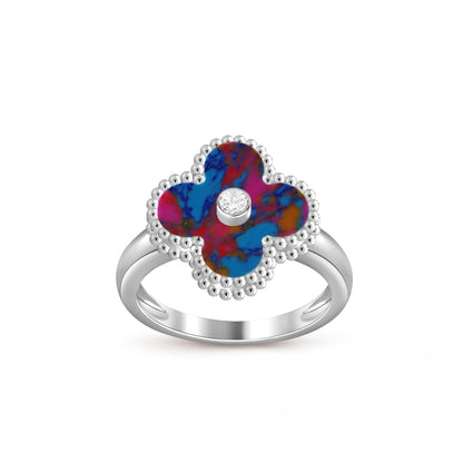 [Limara]LUCKY CLOVER DIAMOND-ACCENT WHITE GOLD RING COLLECTION