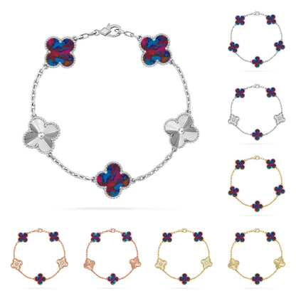 [Limara]LUCKY CLOVER 5-MOTIF BRACELET - MULTI-GEM COLLECTION