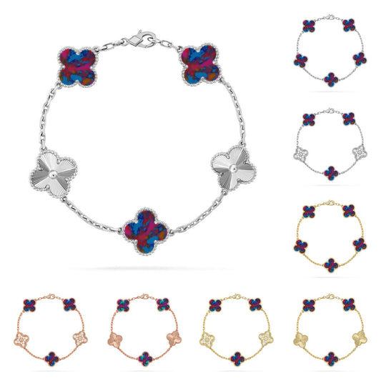 [Limara]LUCKY CLOVER 5-MOTIF BRACELET - MULTI-GEM COLLECTION