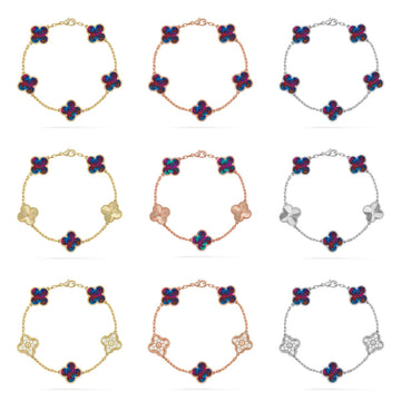 [Limara] CLOVER 5 MOTIF COLOR GEMSTONES BRACELET COLLECTION
