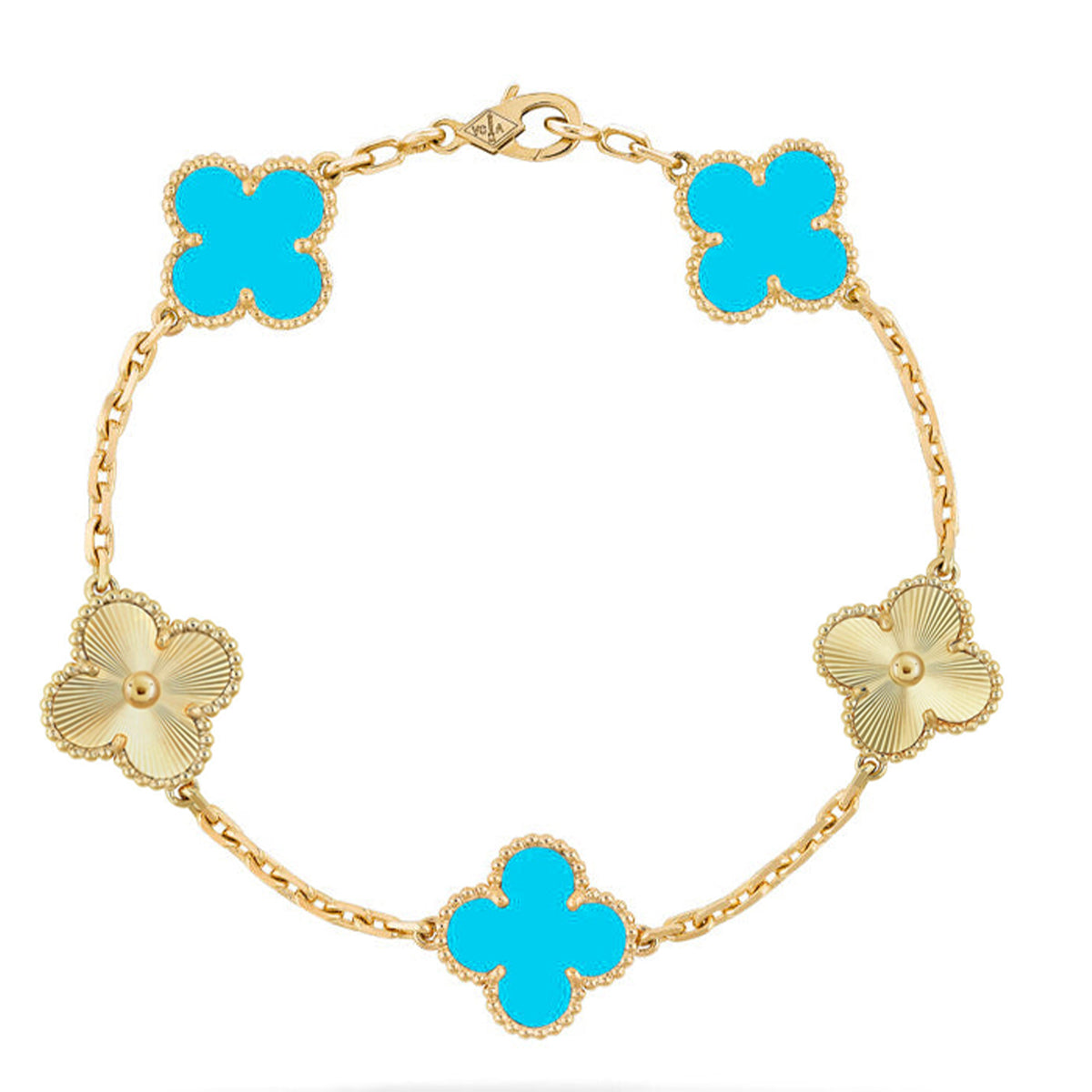[Limara]LUCKY CLOVER 5-MOTIF BRACELET - TURQUOISE COLLECTION