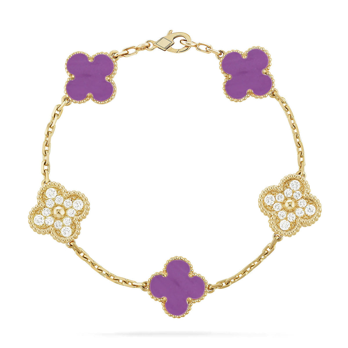 [Limara]LUCKY CLOVER 5-MOTIF BRACELET - VIOLET COLLECTION