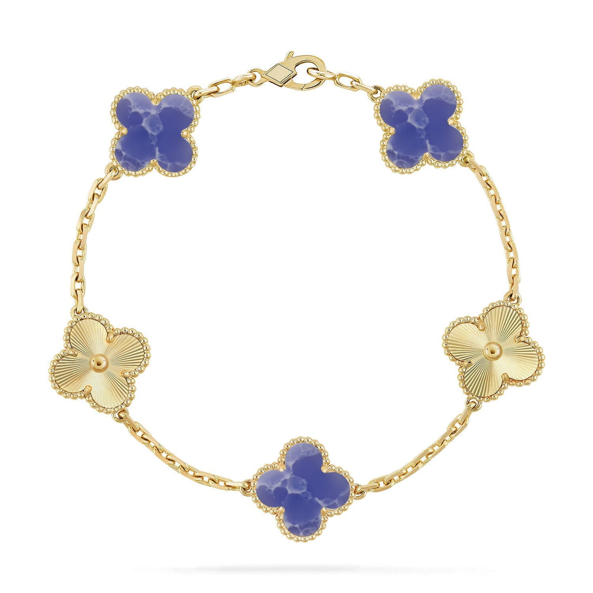 [Limara]LUCKY CLOVER 5-MOTIF BRACELET - BLUE LARIMAR COLLECTION