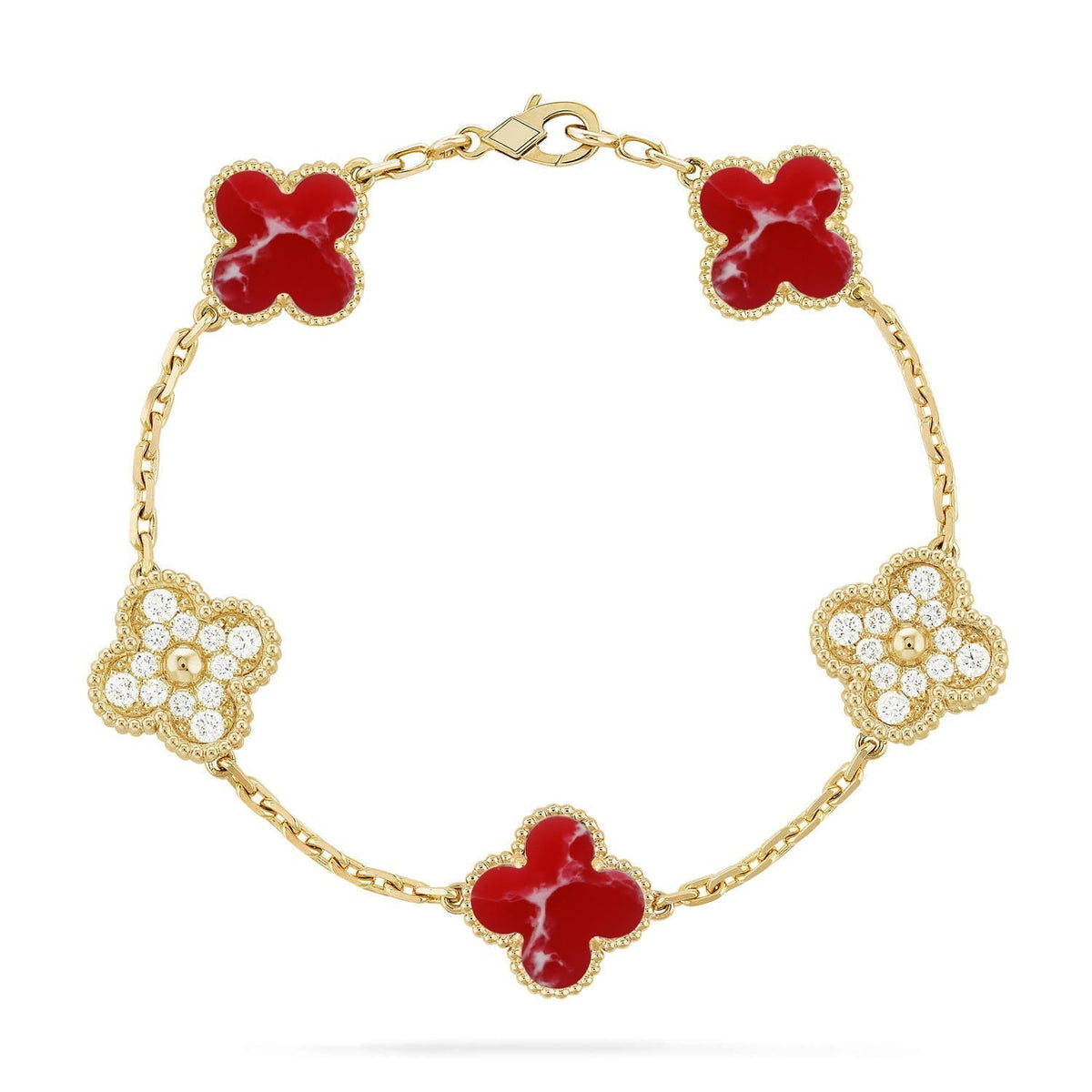 [Limara] CLOVER 5 MOTIF RED PATTERN BRACELET COLLECTION