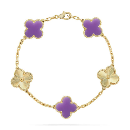 [Limara]LUCKY CLOVER 5-MOTIF BRACELET - LAVENDER COLLECTION