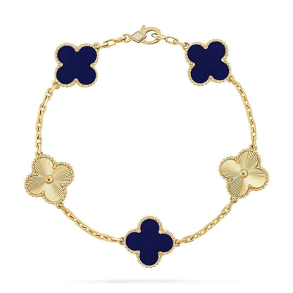 [Limara]LUCKY CLOVER 5-MOTIF BRACELET - LAPIS LAZULI COLLECTION