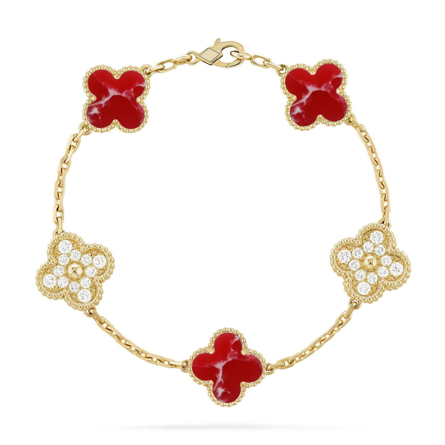 [Limara]LUCKY CLOVER 5-MOTIF BRACELET - RED LARIMAR COLLECTION