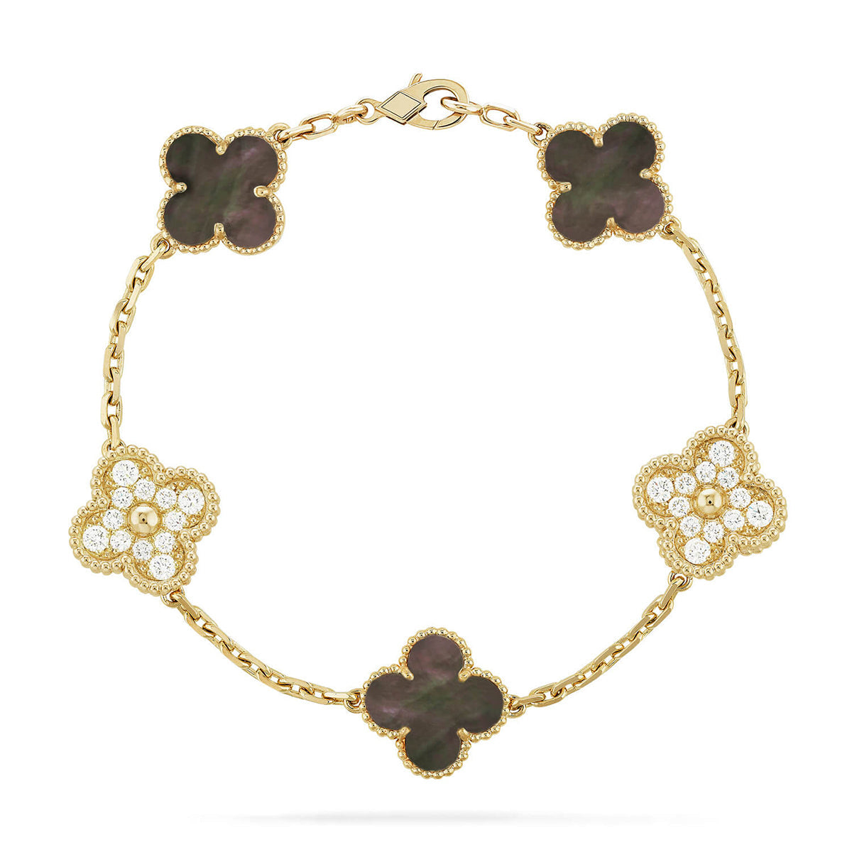[Limara]LUCKY CLOVER 5-MOTIF BRACELET - GREY MOTHER-OF-PEARL COLLECTION