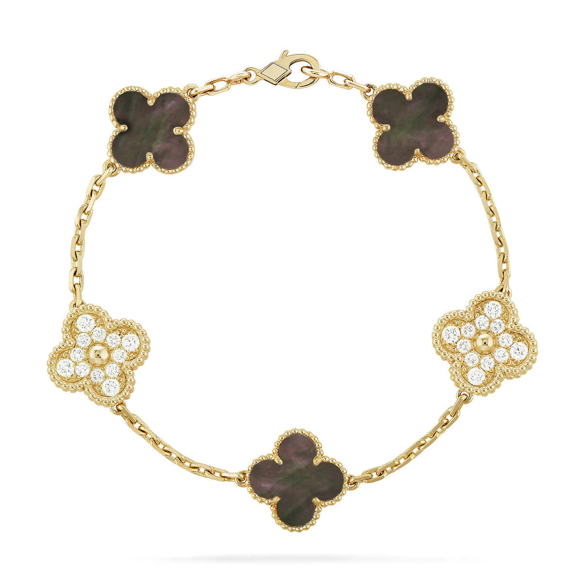 [Limara]LUCKY CLOVER 5-MOTIF BRACELET - GREY MOTHER-OF-PEARL COLLECTION