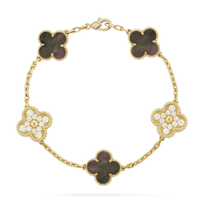 [Limara]LUCKY CLOVER 5-MOTIF BRACELET - GREY MOTHER-OF-PEARL COLLECTION