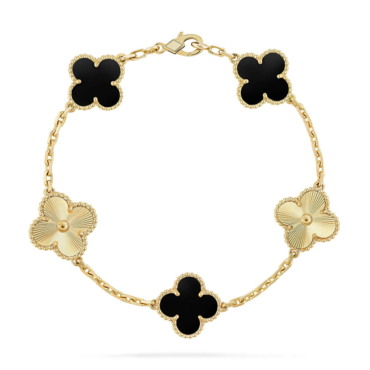 [Limara]LUCKY CLOVER 5-MOTIF BRACELET - BLACK OXNY COLLECTION