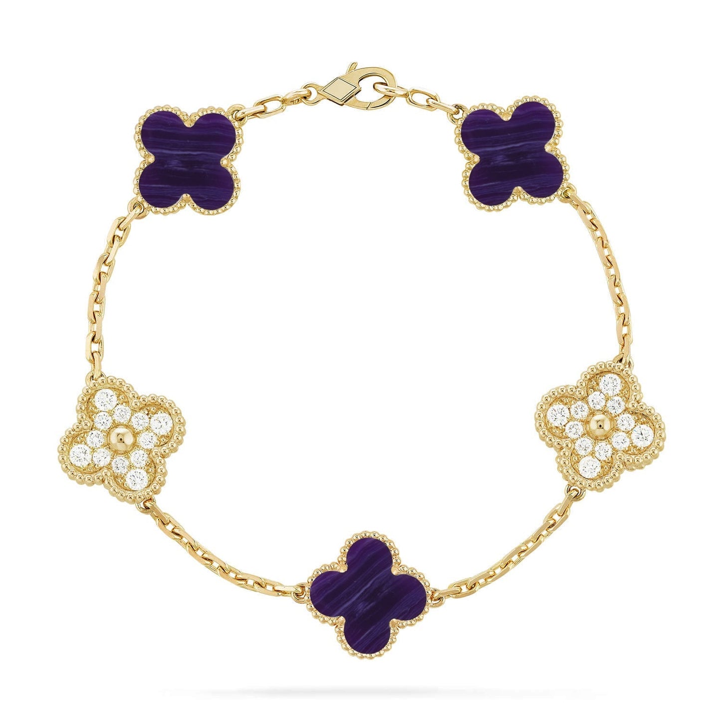 [Limara]LUCKY CLOVER 5-MOTIF BRACELET - CHAROITE COLLECTION