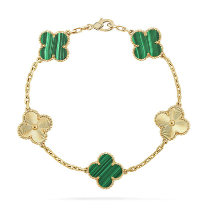 [Limara]LUCKY CLOVER 5-MOTIF BRACELET - MALACHITE COLLECTION