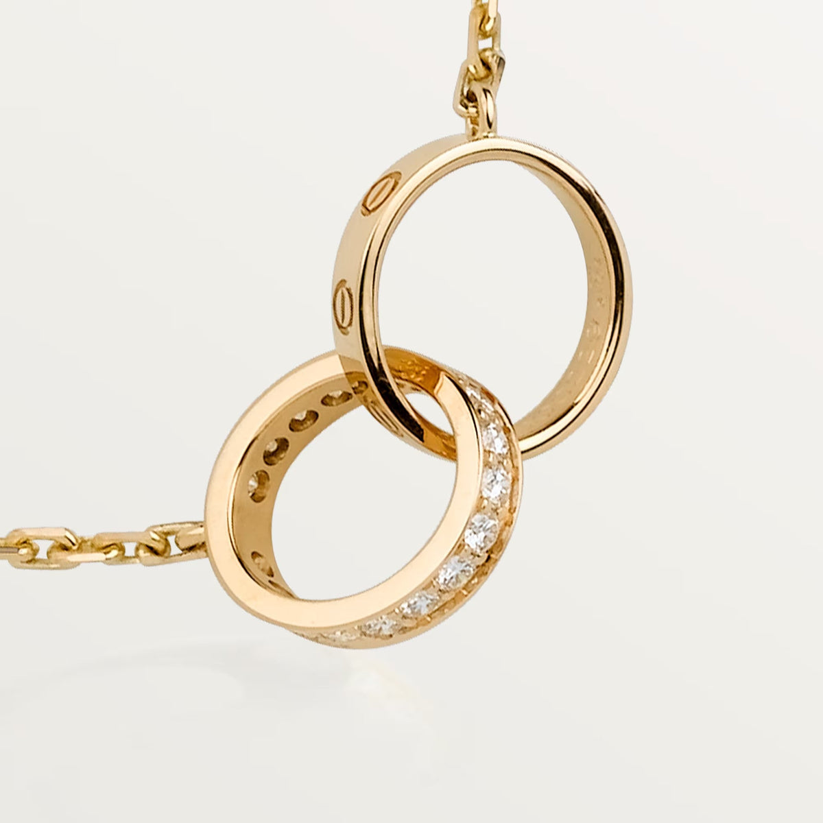 [Limara] LOVE DOUBLE RING HALF DIAMOND NECKLACE
