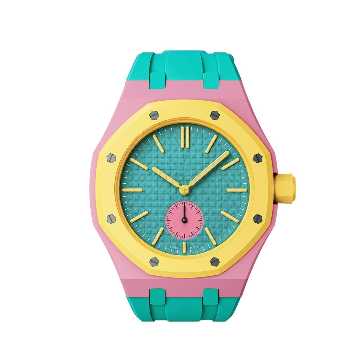 [Limara]OAK POP EXCLUSIVE PINK AND GREEN SILICONE STRAP