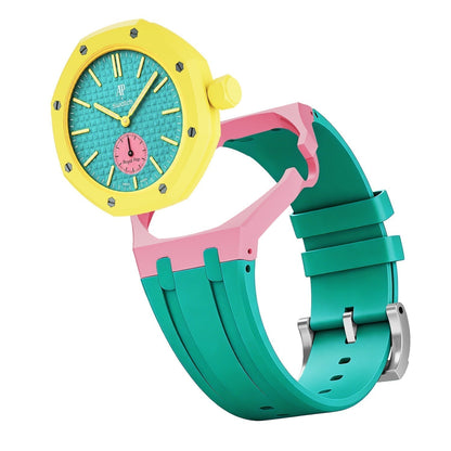 [Limara]OAK POP EXCLUSIVE PINK AND GREEN SILICONE STRAP