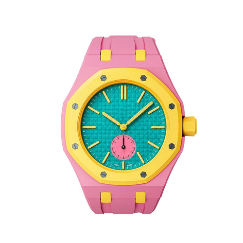 [Limara]OAK POP EXCLUSIVE PINK AND YELLOW SILICONE STRAP