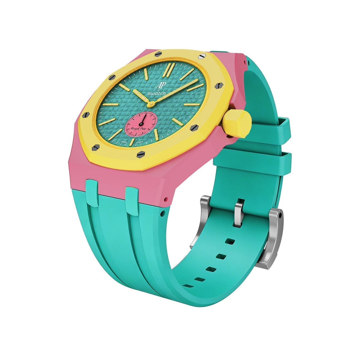 [Limara]OAK POP EXCLUSIVE PINK AND GREEN SILICONE STRAP