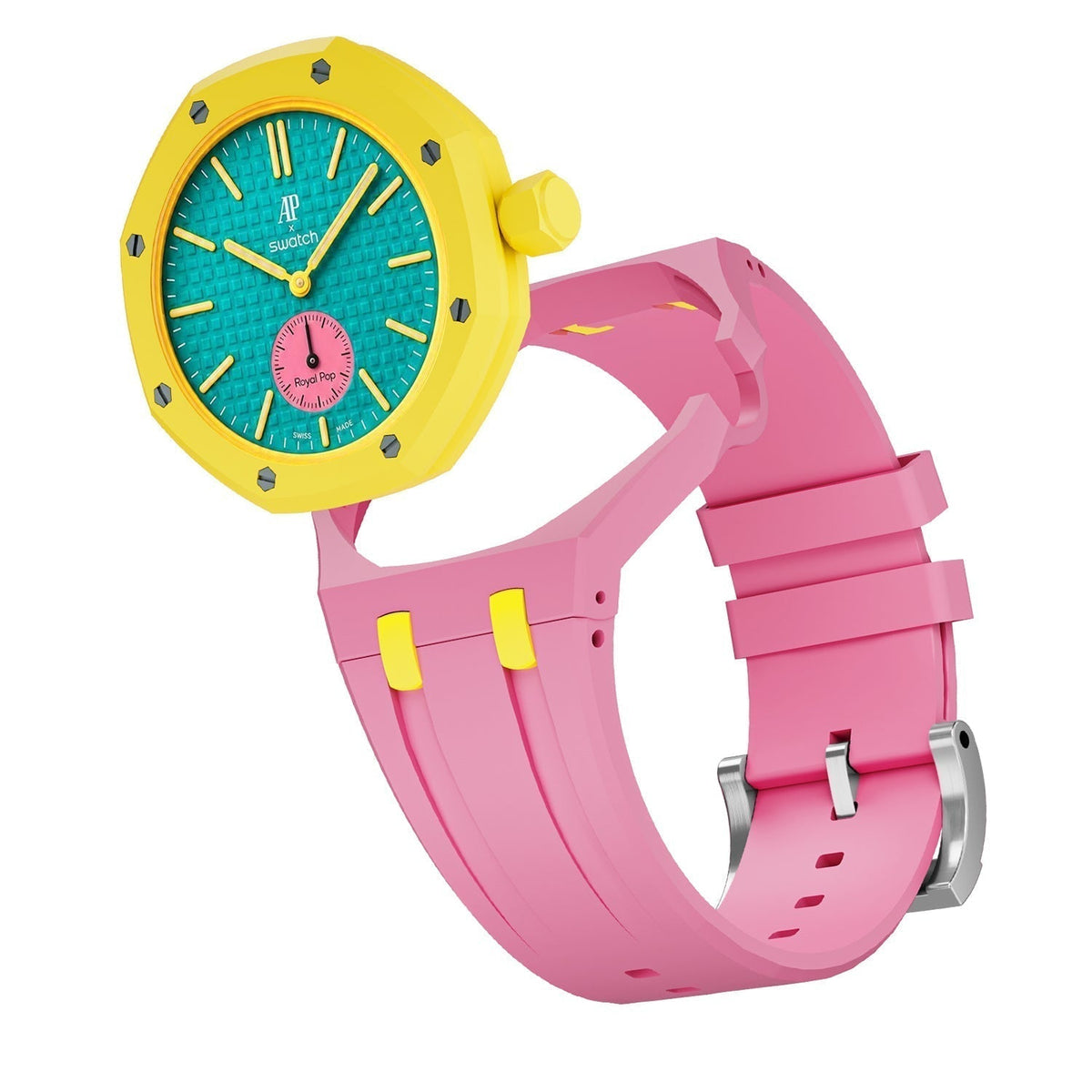[Limara]OAK POP EXCLUSIVE PINK AND YELLOW SILICONE STRAP