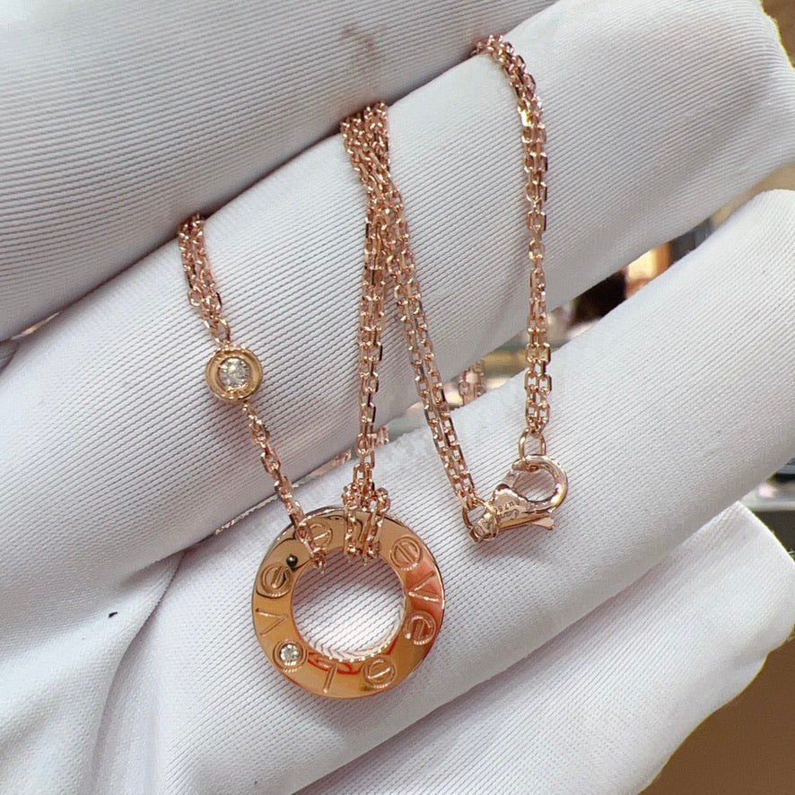 [Limara] LOVE NECKLACE 16MM 2 DIAMONDS